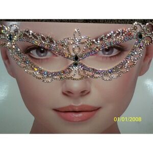 Silver rhinestone mask, bridal cosplay masquerade costume ball Halloween mask